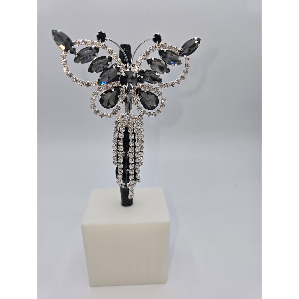 Specialty Black Butterly w/Rhinestone Bling Ink Pen w/Display Stand & Box